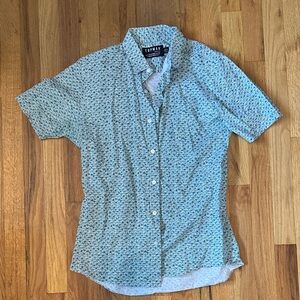 Topman Light Blue Short Sleeve Button-Down with Micro Print